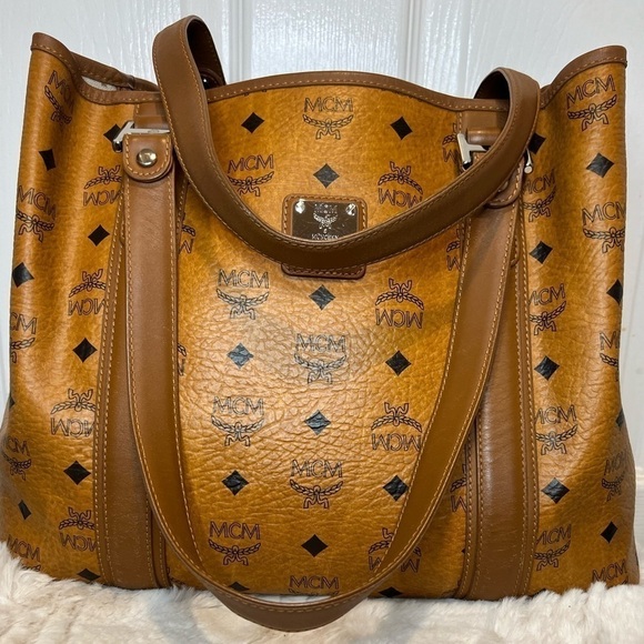 MCM Handbags - MCM COGNAC VISETOS SHOPPER TOTE BAG